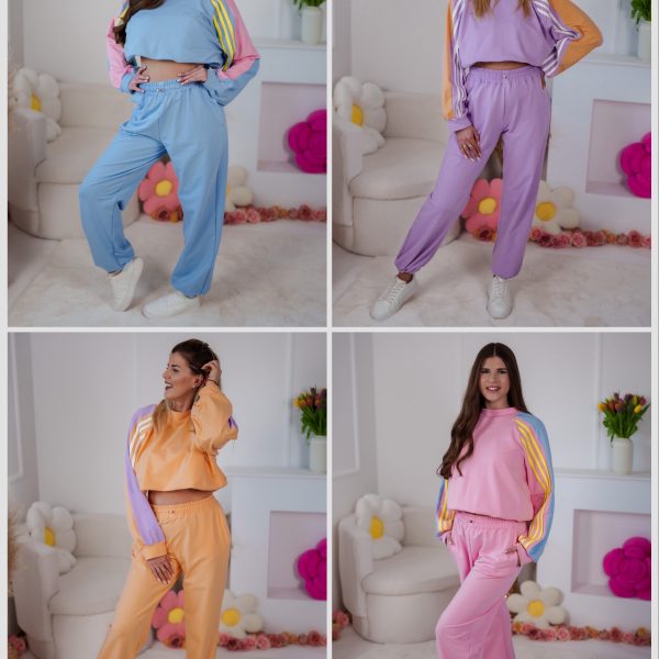 Bluza Color Block z lampasami i reglanowymi rękawami